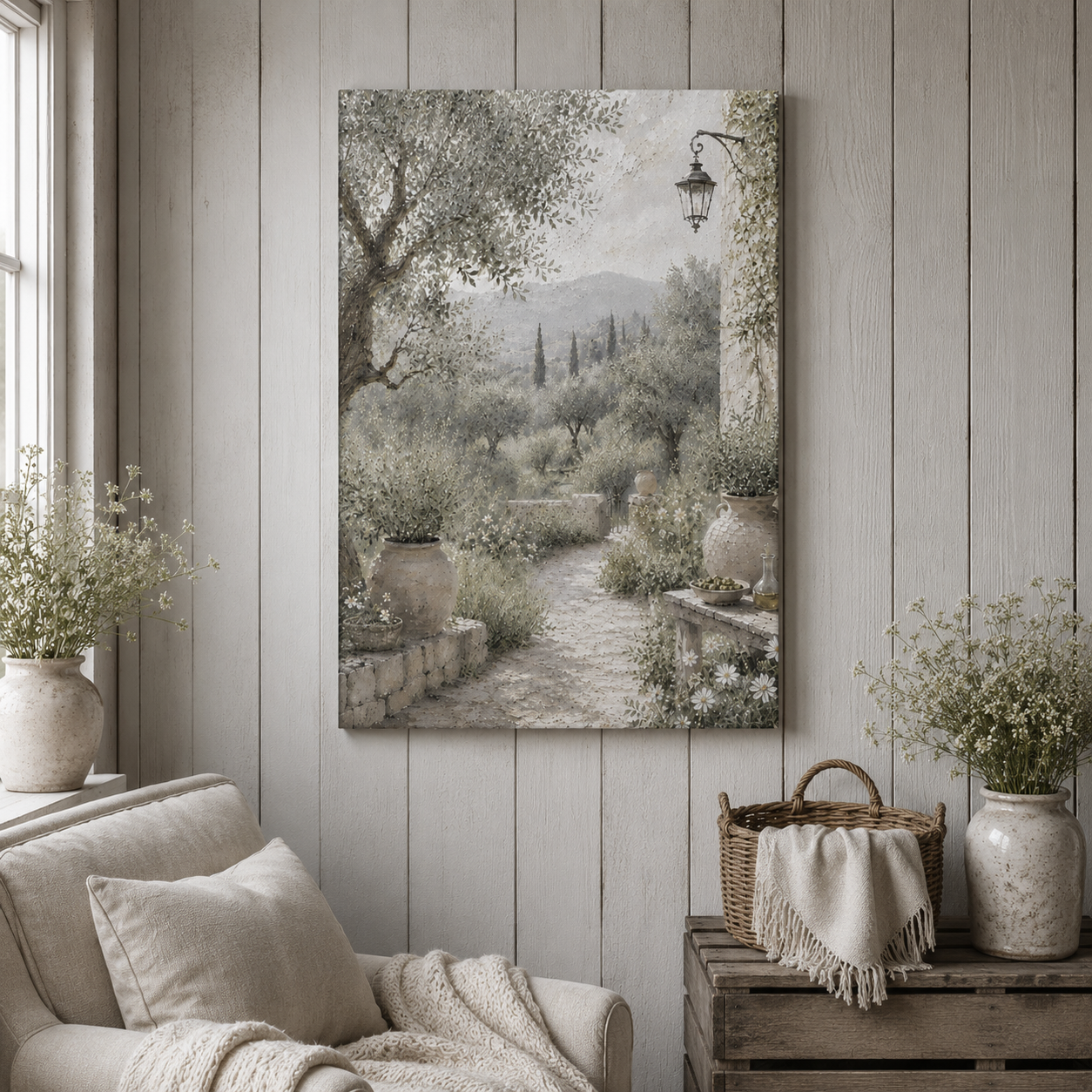 Tuscan Olive Garden | Oil Painting Style Canvas