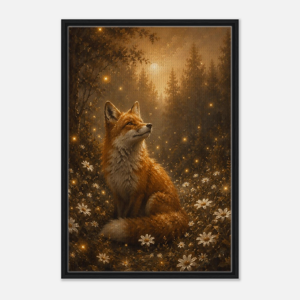 Fox in the Woods | Oil Painting Style Floating Frame