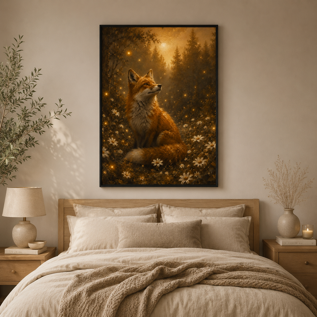 Fox in the Woods | Oil Painting Style Floating Frame