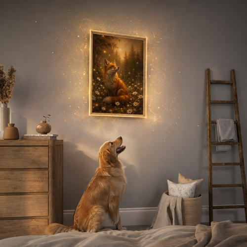 Fox in the Woods | Oil Painting Style Floating Frame