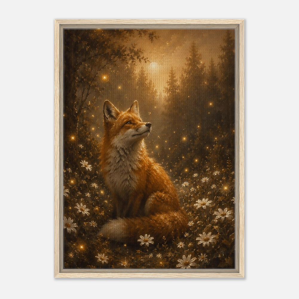 Fox in the Woods | Oil Painting Style Floating Frame