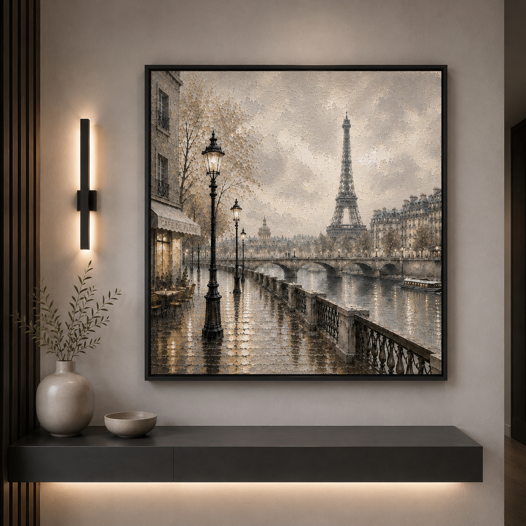 Paris Stroll | Oil Painting Style Floating Frame Canvas