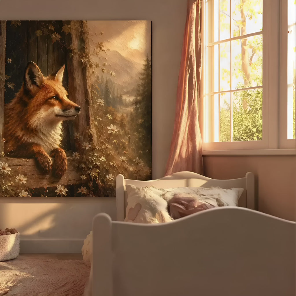 Fox in Bloom | Oil Painting Style Canvas