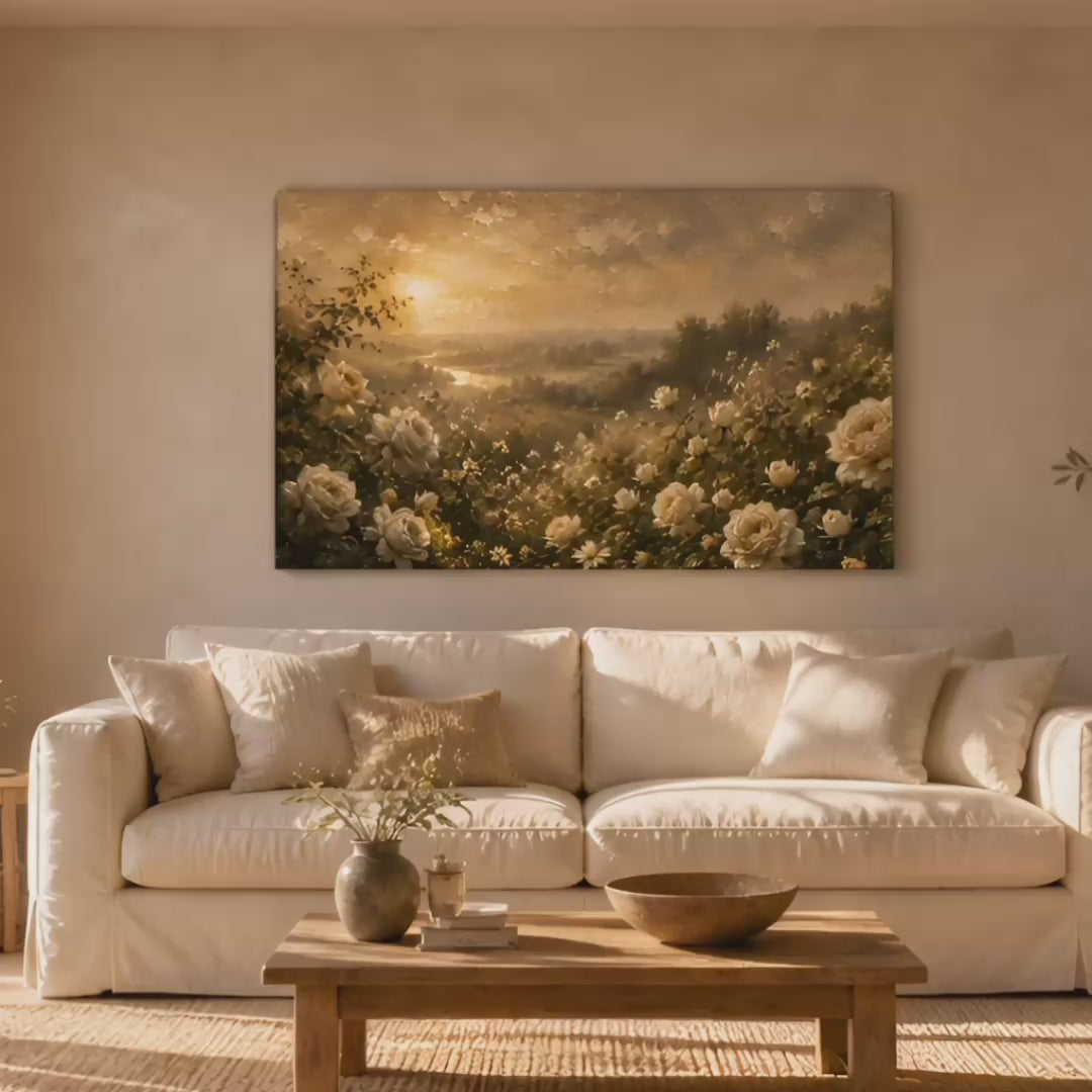 White Roses | Oil Painting Style Canvas