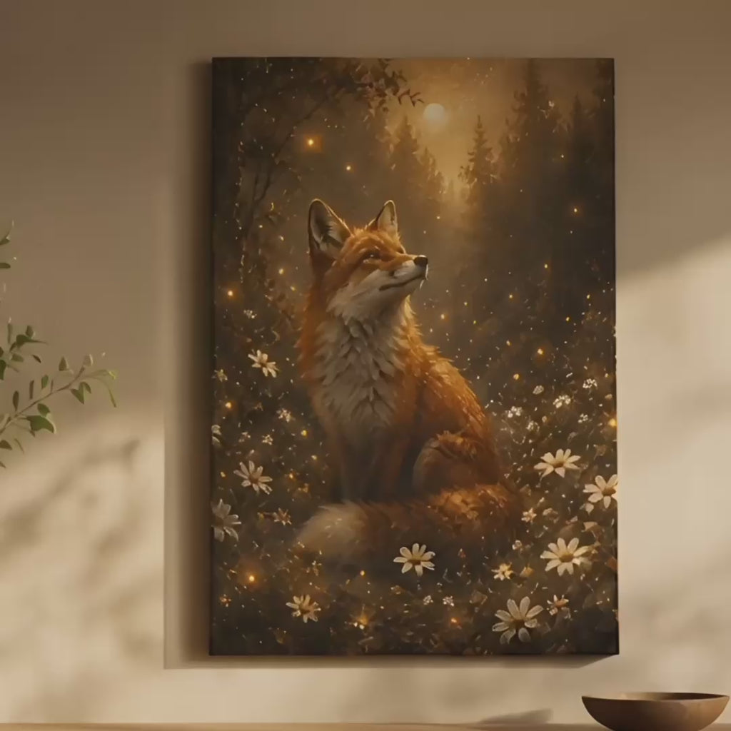 Fox in the Woods | Oil Painting Style Canvas