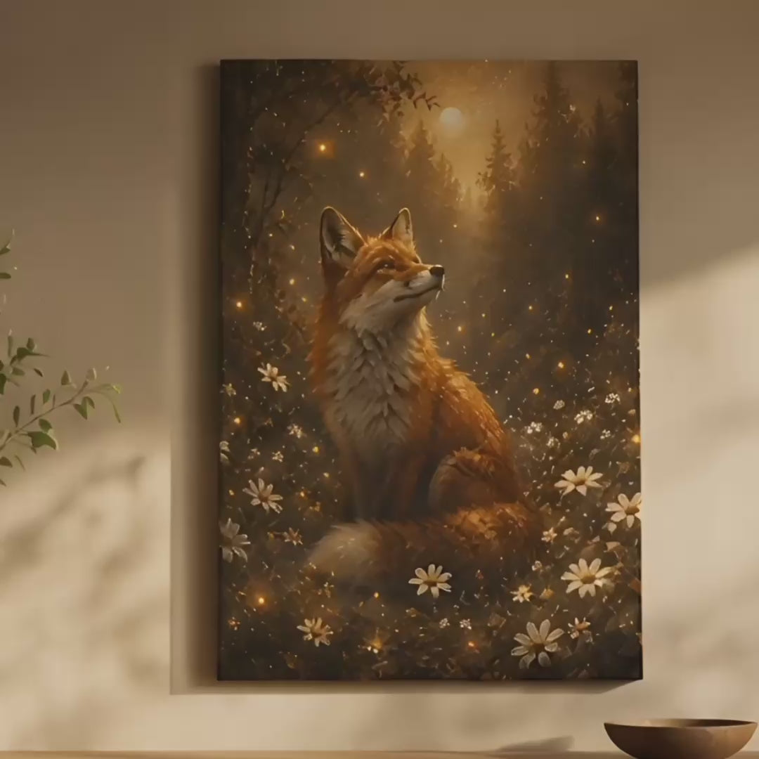 Fox in the Woods | Oil Painting Style Canvas