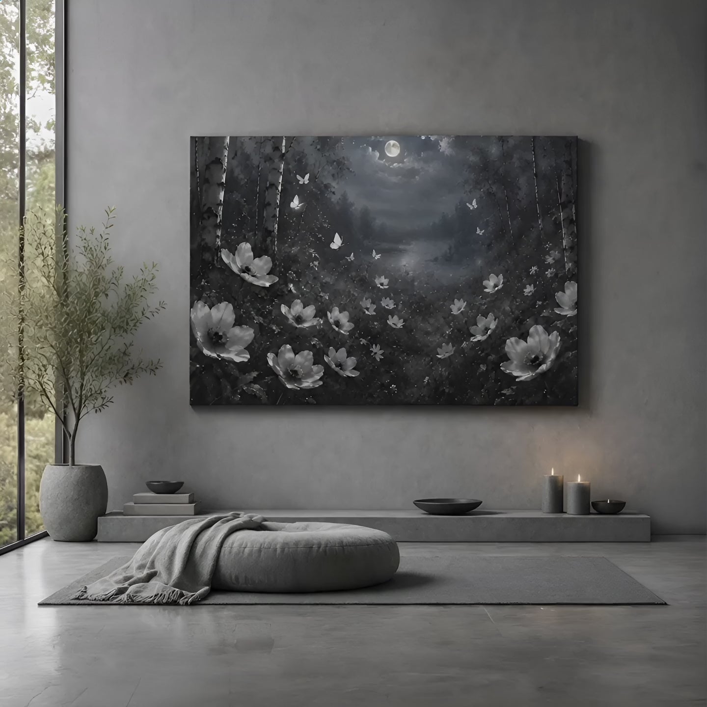 Moonlit Wildflowers   | Oil Painting Style Canvas