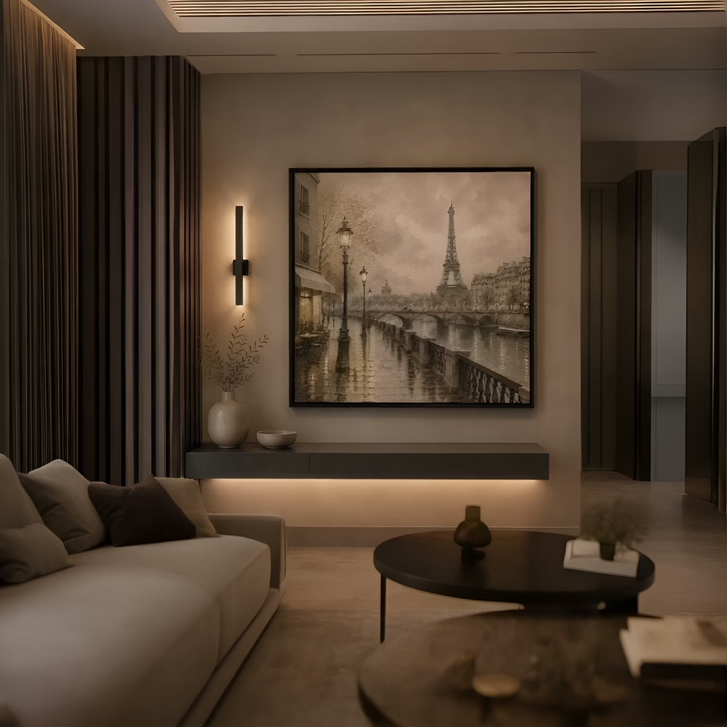 Paris Stroll | Oil Painting Style Floating Frame Canvas