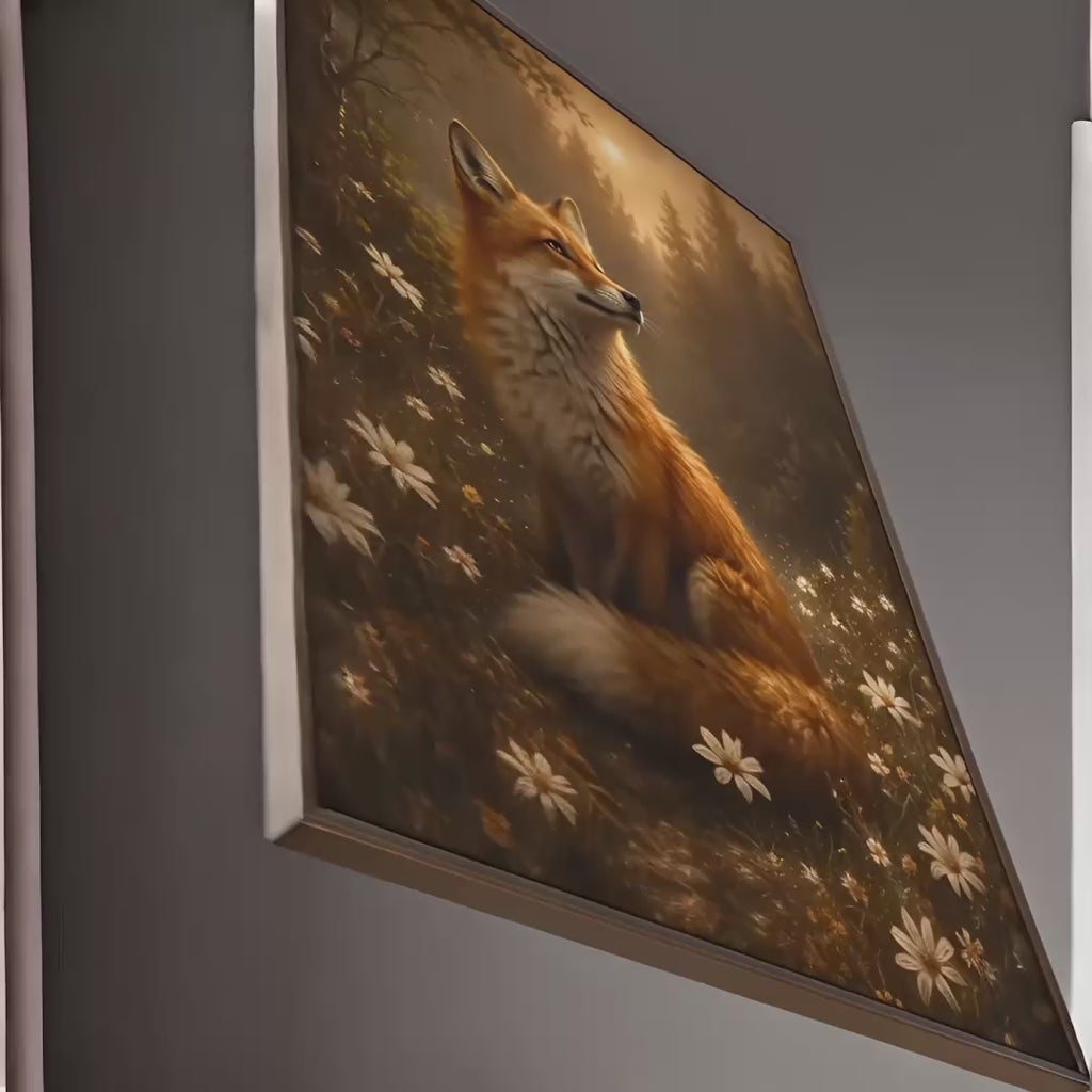 Fox in the Woods | Oil Painting Style Floating Frame
