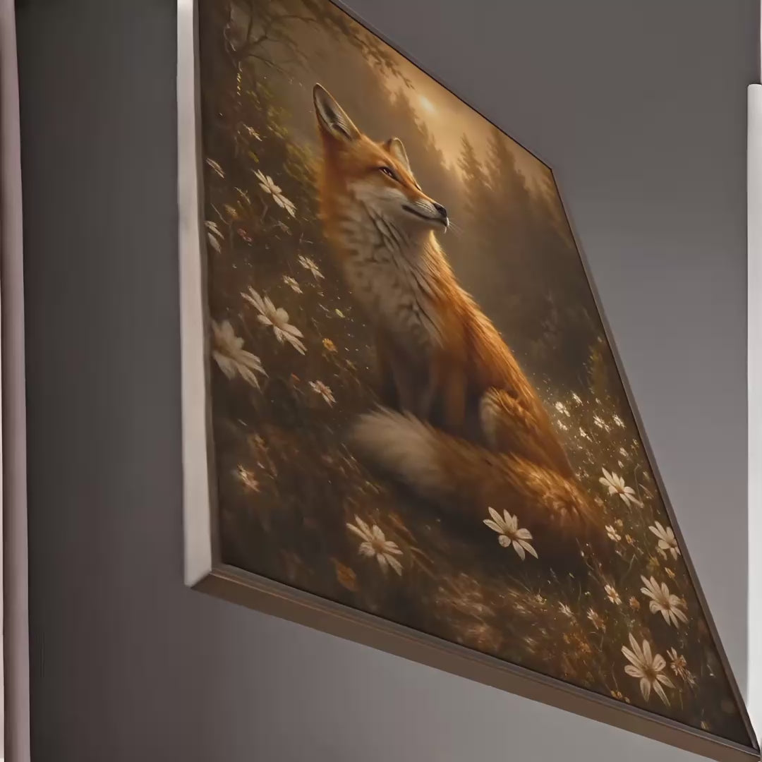 Fox in the Woods | Oil Painting Style Floating Frame